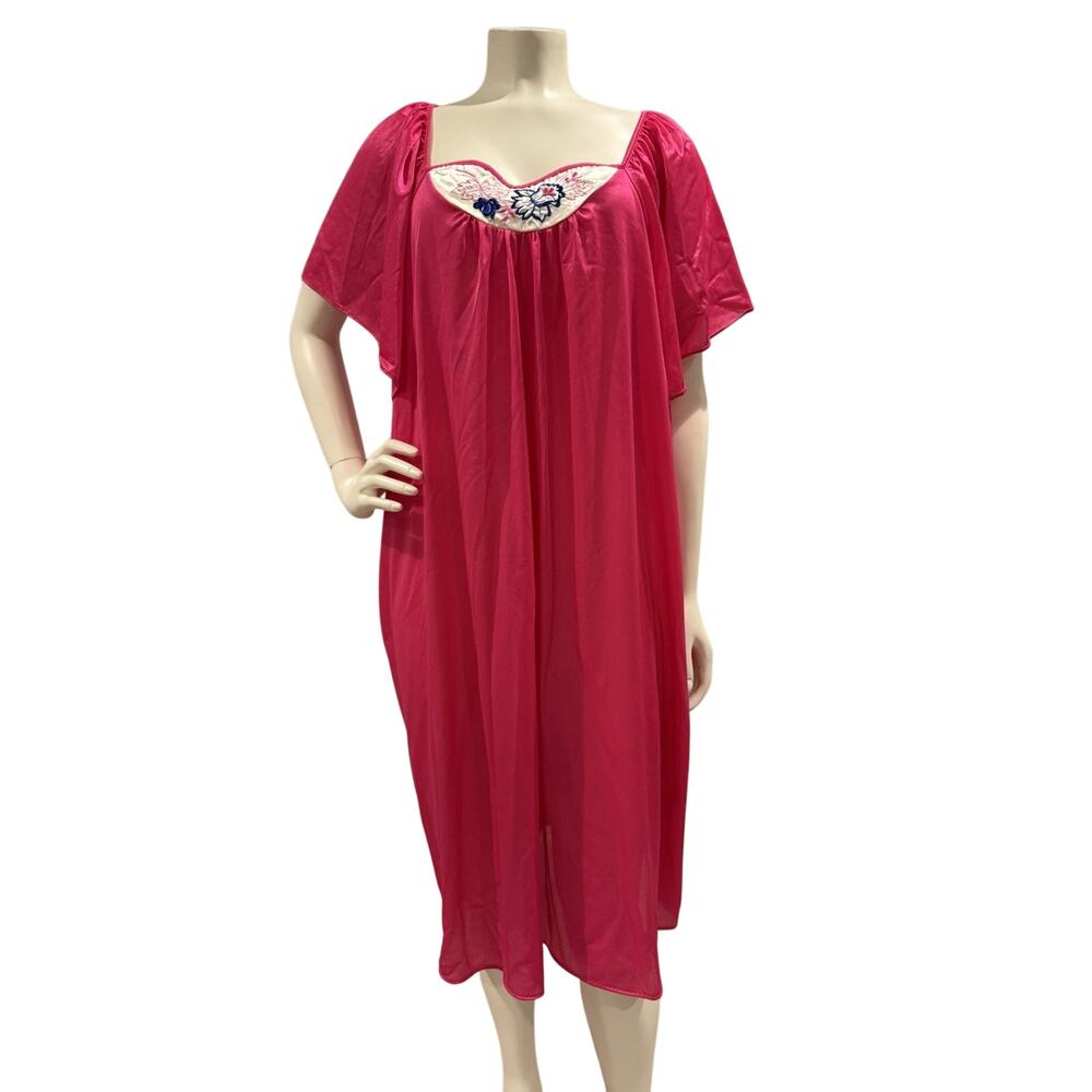 Vintage Milco New York USA Short Sleeve Dark Pink Nightgown Lingerie Women’s 4X